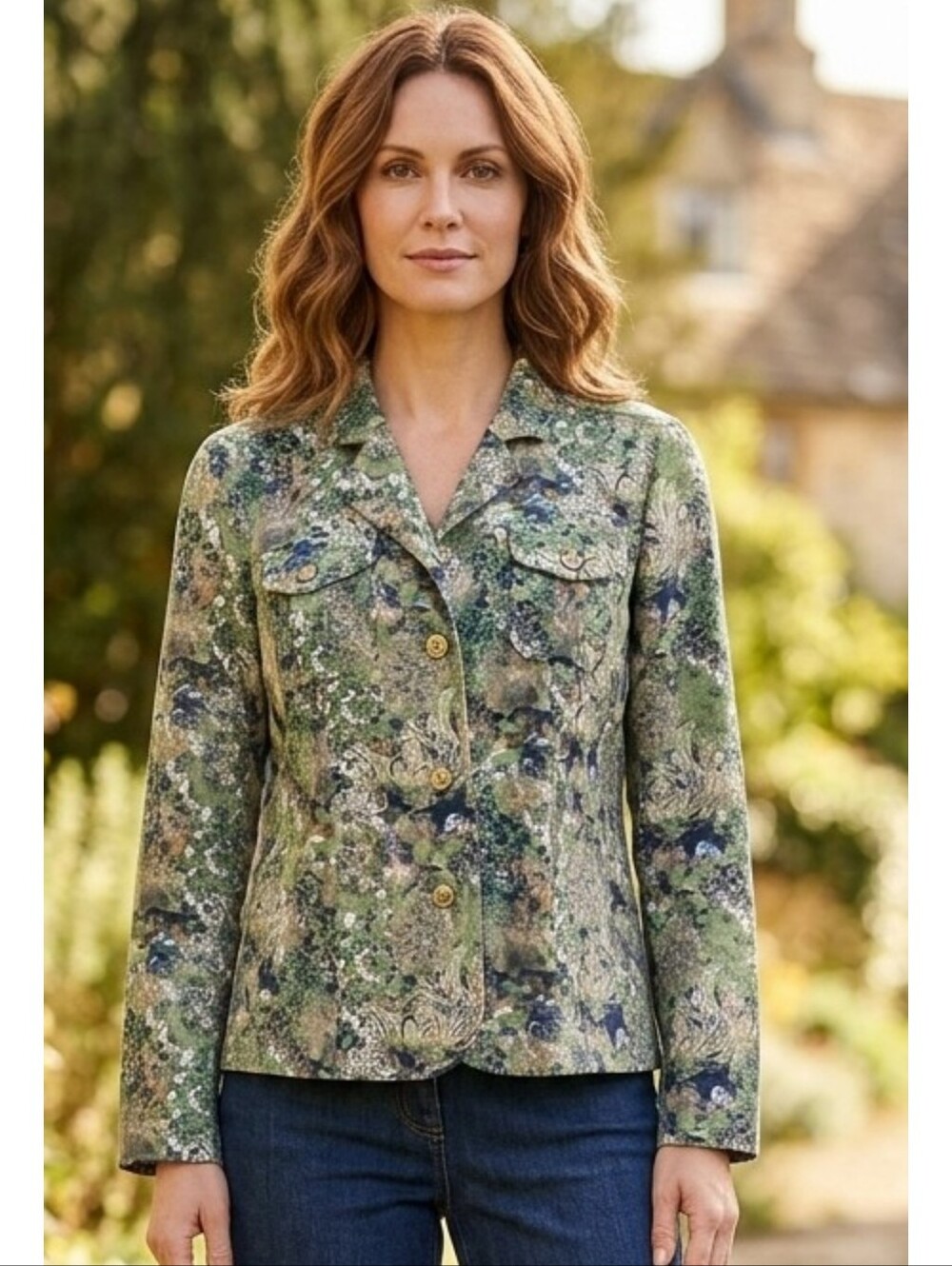 Christopher & Banks Lightweight Shacket Green Paisley Floral Size M